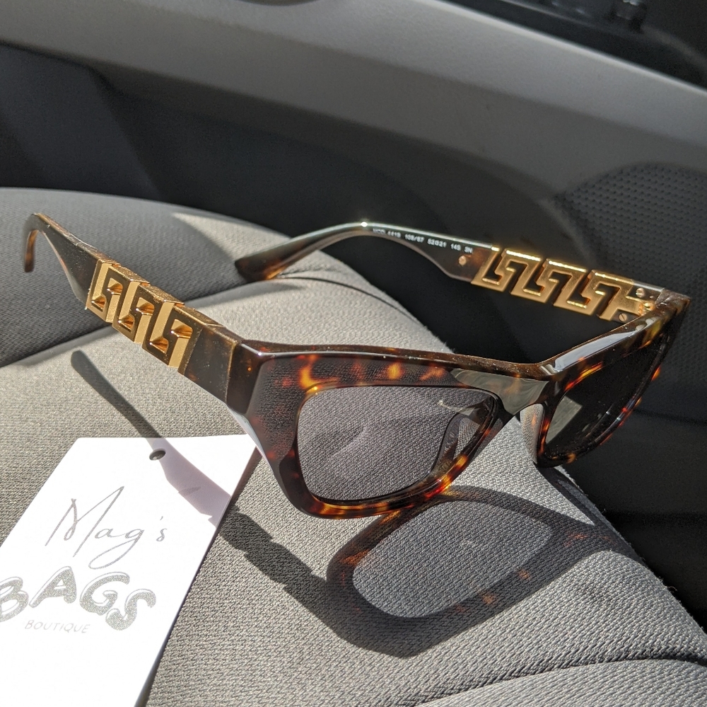 Versace Gold and Brown Sunglasses with Iconic Design